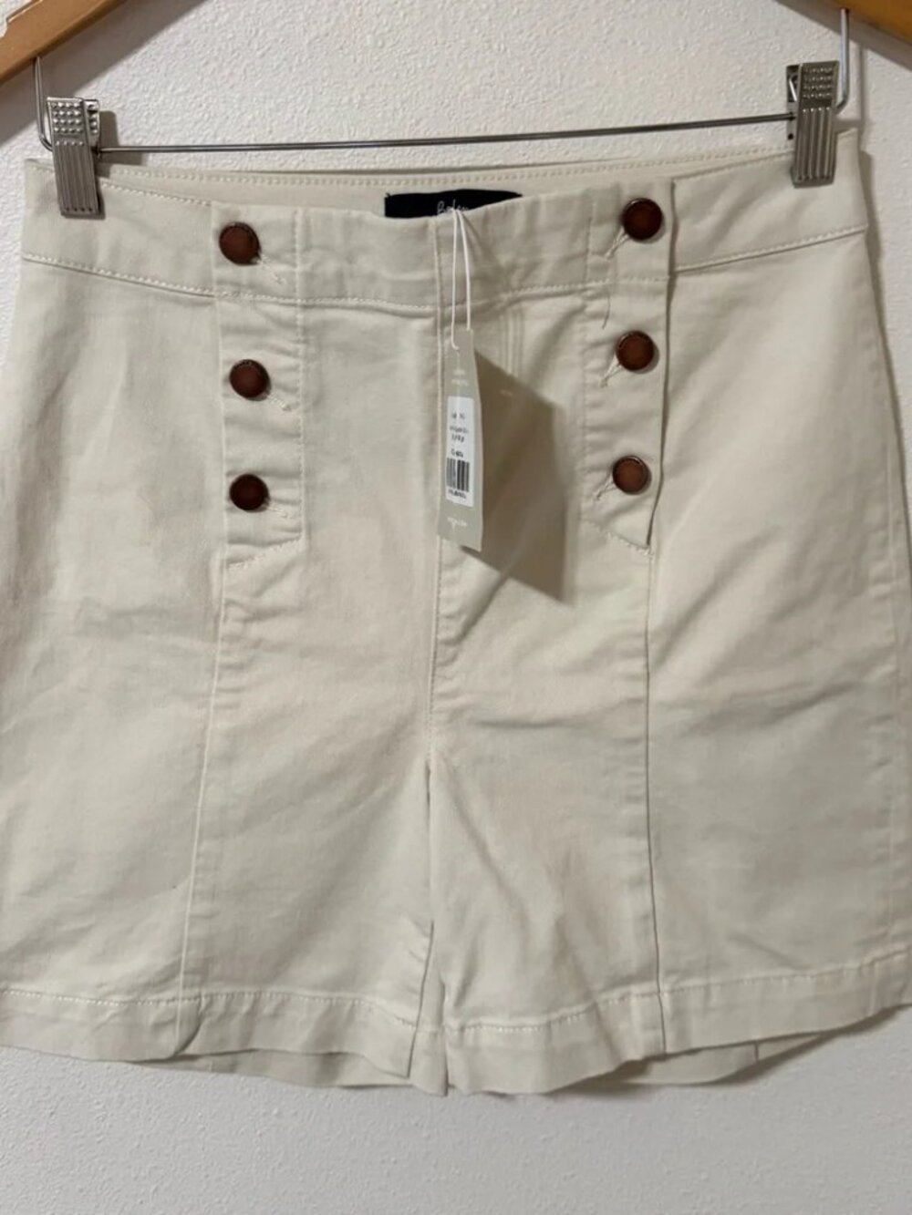 Boden Denim Fife Sailor 6” Shorts Ecru Ivory High Waist Stretch Cotton NWT-6